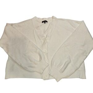 LOVE ELLIE Cream Textured Knit Button Front Cropped Cardigan Sweater‎ PL